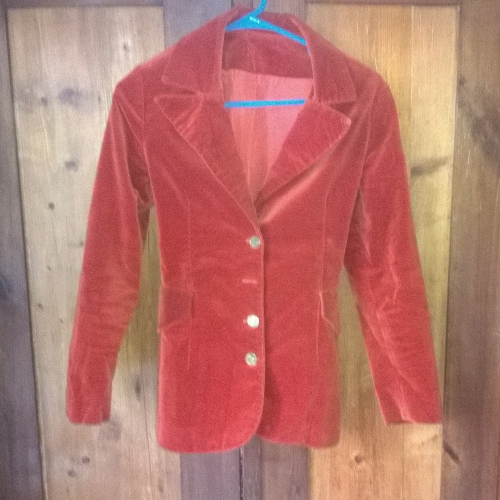 Vintage Orange Rust Velveteen Coat